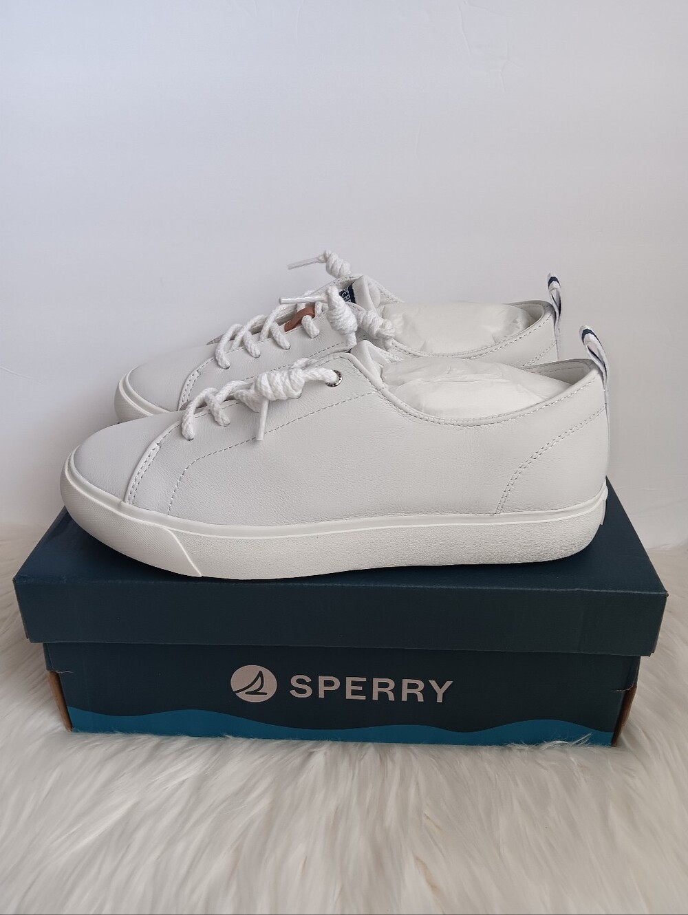 New Sperry Women's Cove Lace Platform Leather Shoes White Size 9